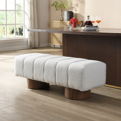 Sylithar Chenille Fabric Upholstered Dining Bench, End of Bed Entryway Bench Ottoman
