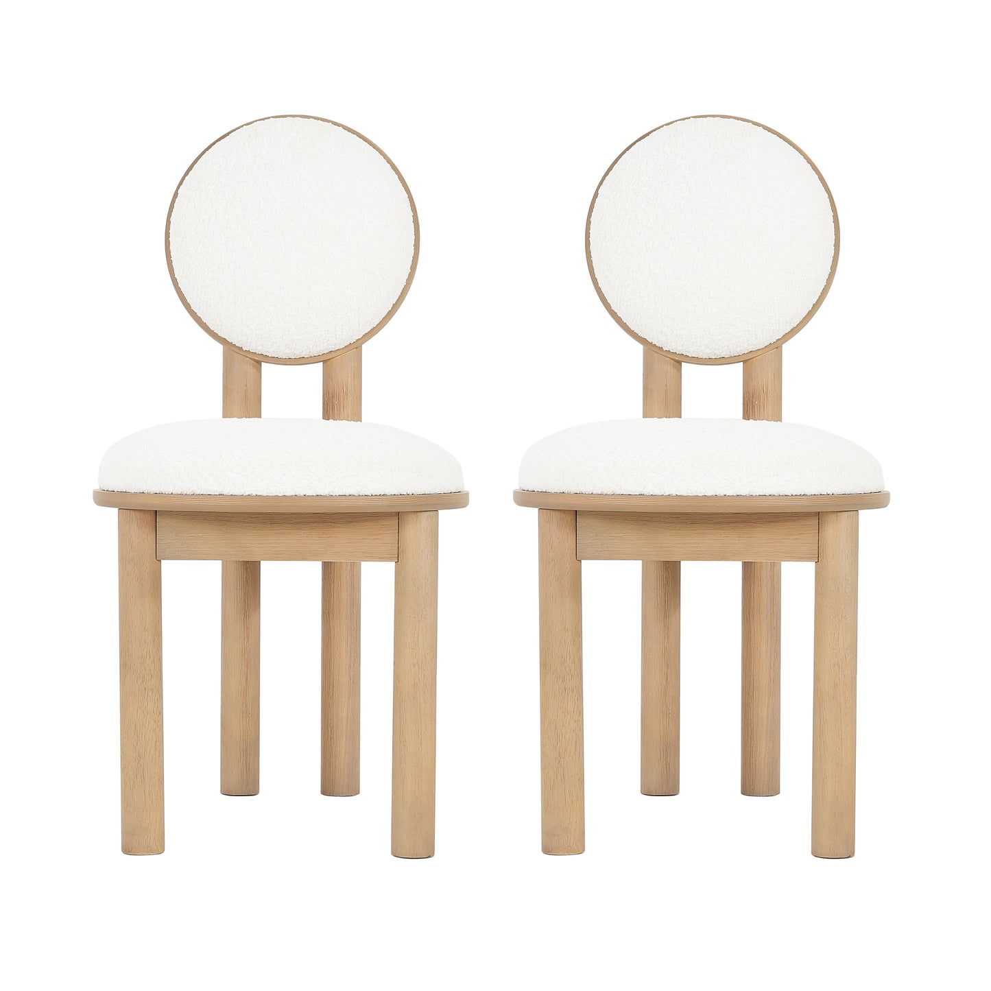 Ardene Polyester Beige Fabric Dining Chair with wooden frame (Set of 2)