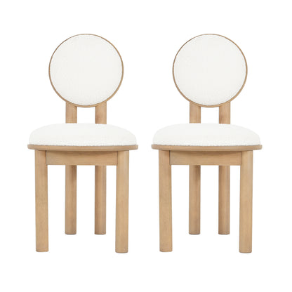 Ardene Polyester Beige Fabric Dining Chair with wooden frame (Set of 2)