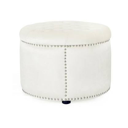 Peregrine Light luxury retro rivet decorative velvet ottoman, round cushioned stool