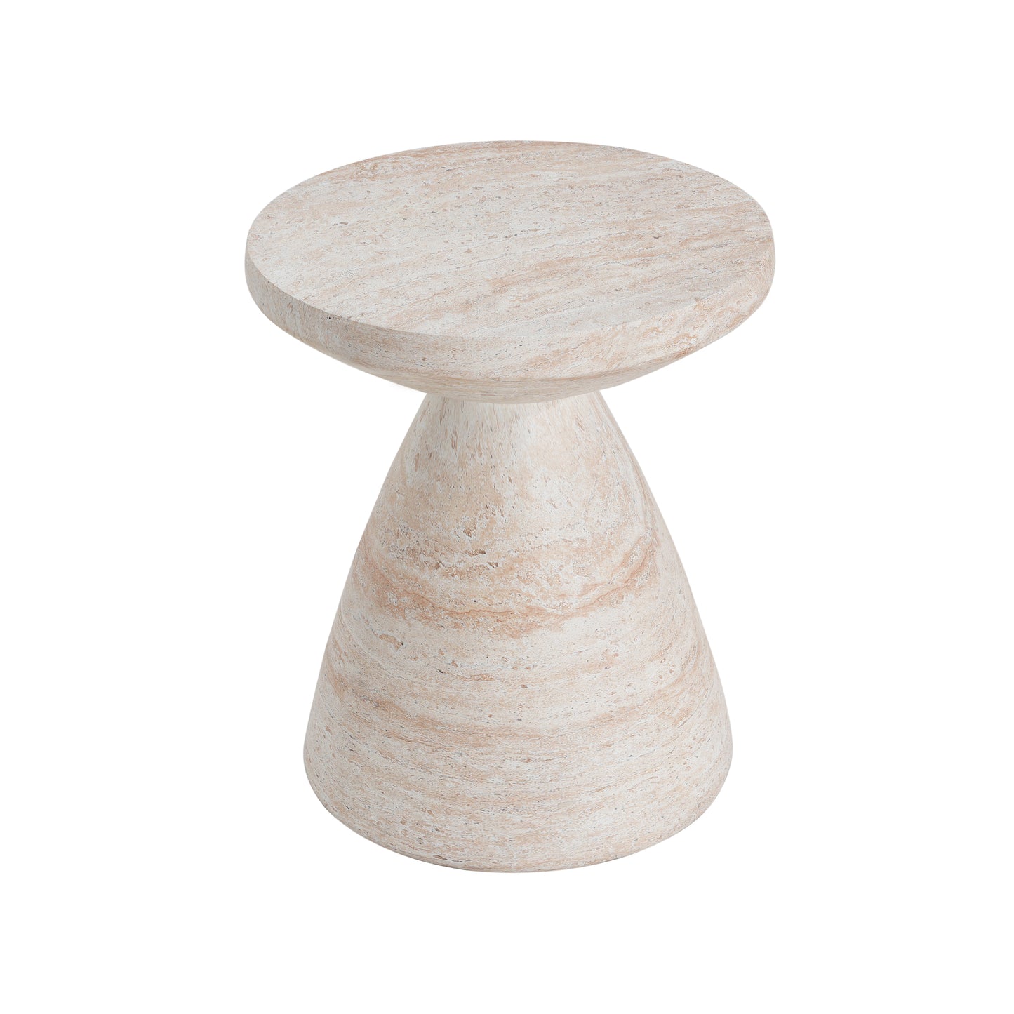 Moonveil Outdoor Lightweight Concrete Side Table,Travertine Finish