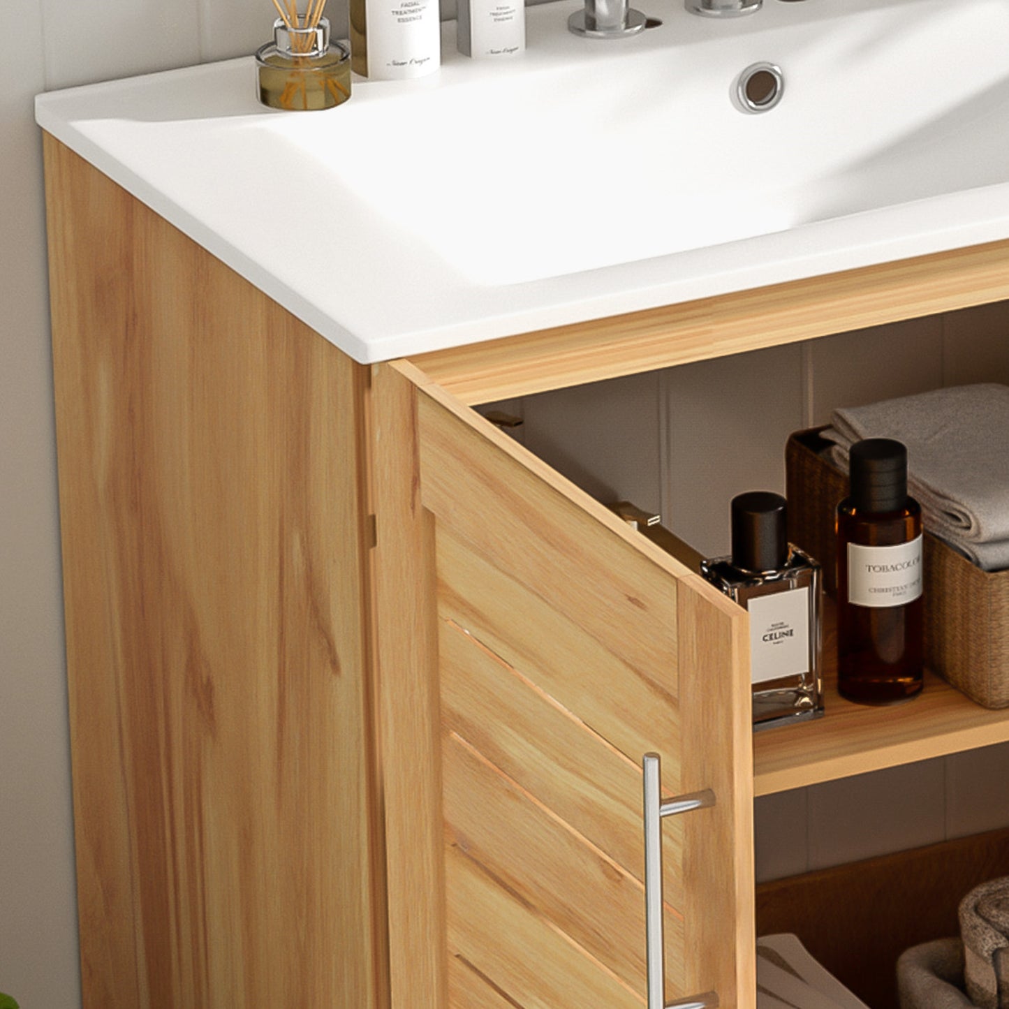 Decolette Mid-Century Modern Bathroom Vanity Cabinet with One Sink