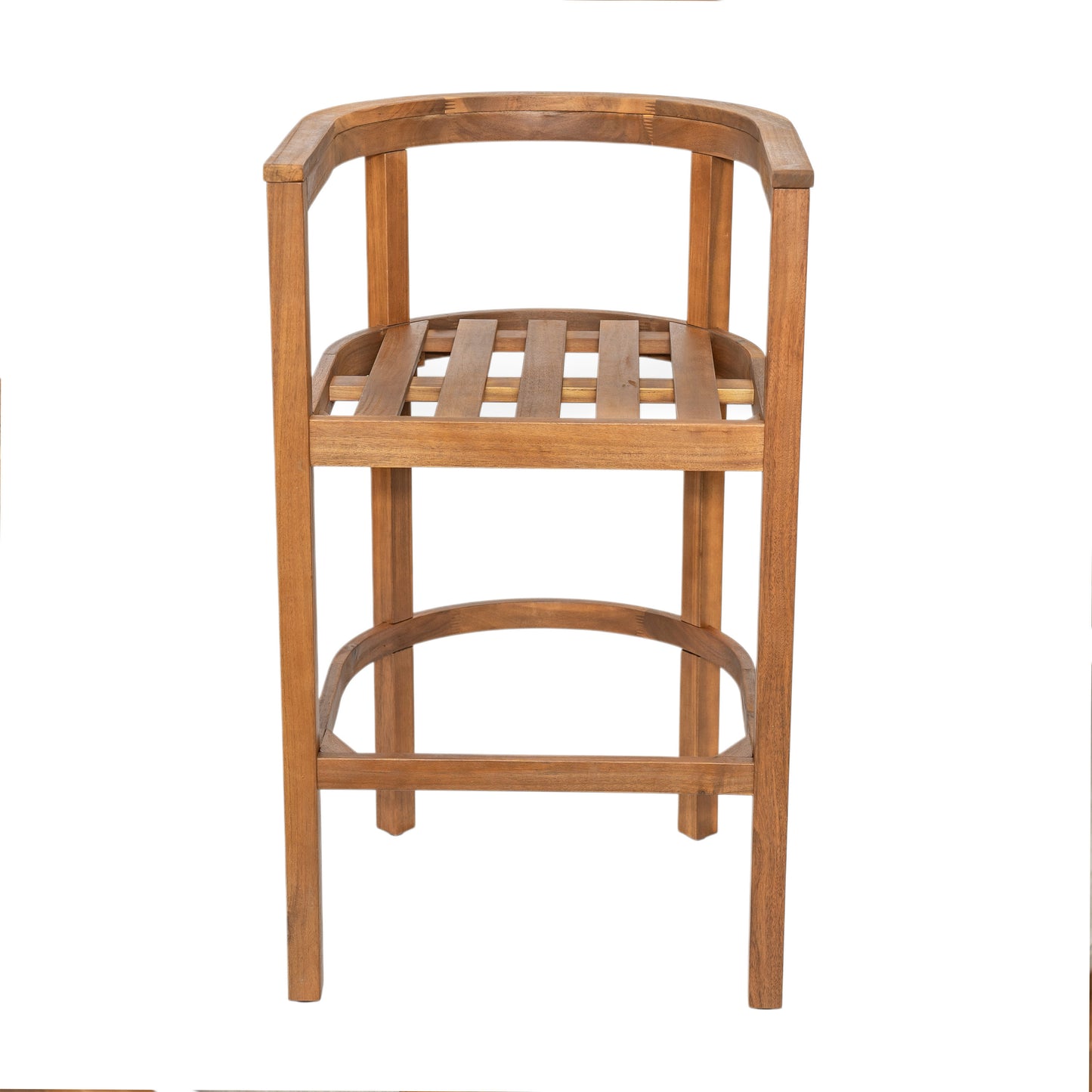 Abacoa Outdoor Barstool,Acacia Wood Finish with Beige Cushion, Set of 2
