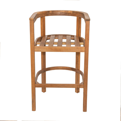 Abacoa Outdoor Barstool,Acacia Wood Finish with Beige Cushion, Set of 2