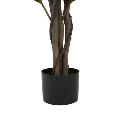 Halvard 51" Artificial Fiddle Leaf Fig Tree with Black Plastic Pot