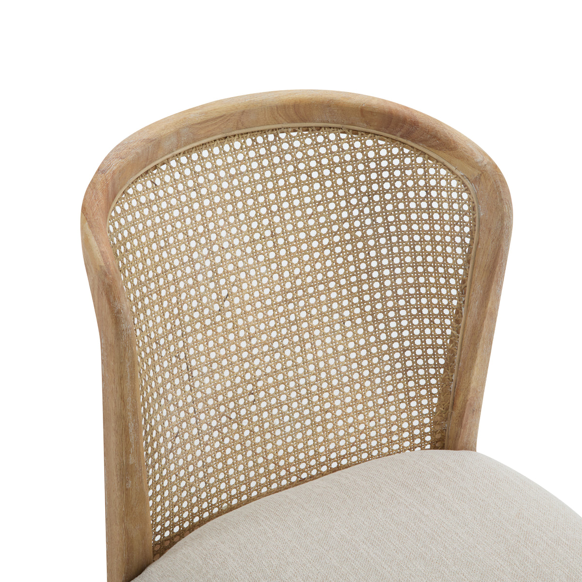 Diaphanous Lilia Dining Chairs Set of 2, Modern Dining Chair with Fabric Upholstery, Rubberwood Frame Kitchen Chairs with Cane Webbing, Extra Seat for Dining Room, Beige + Natural