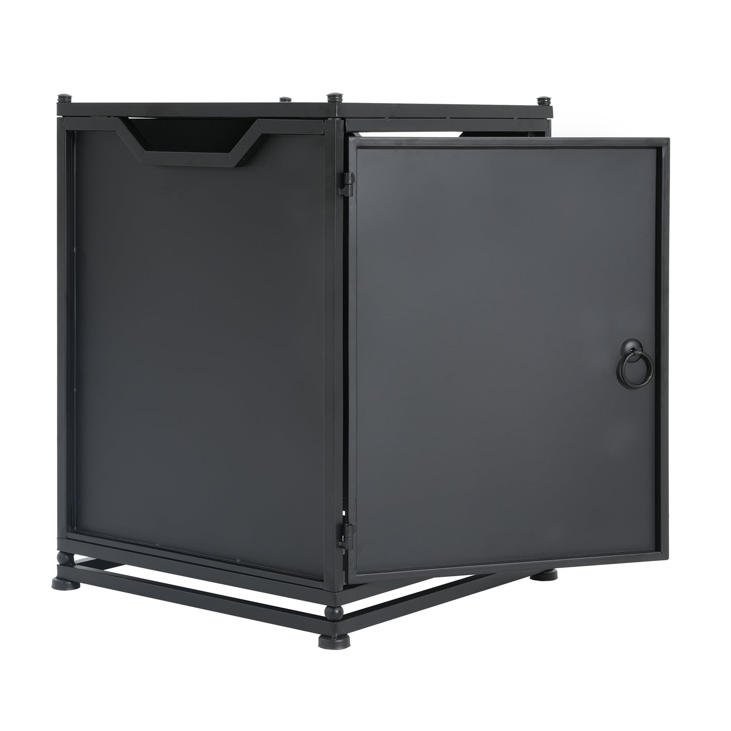 Lecanto Outdoor Metal Tank Holder Side Table, Matte Black