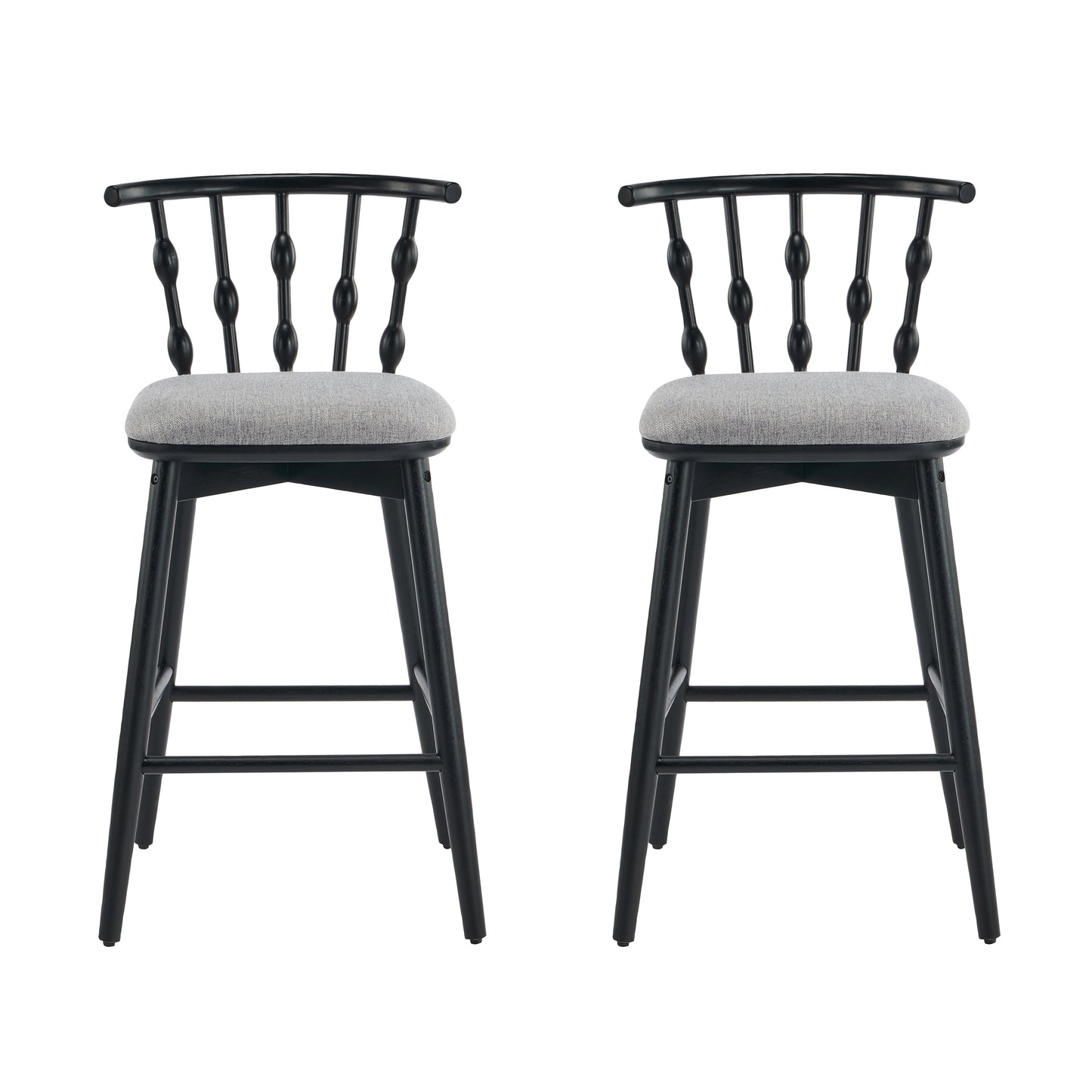Dorio Indoor Wooden Barstool, Wood Finish With Beige Upholstery, Set of 2