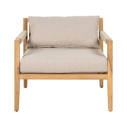 ‌PinDrift‌ Acacia Wood & Beige Rope Outdoor Leisure Chair for Any Patio