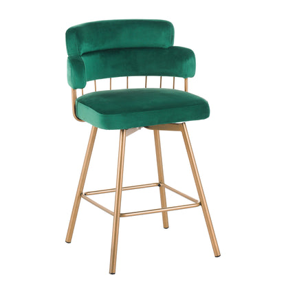 Novimonir 26" Counter Height Bar Stools Set of 2, 180° Swivel Upholstered Barstools