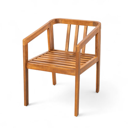 Dorianis Acacia Wood Outdoor Dining Chair with Cushion (Set of 2)