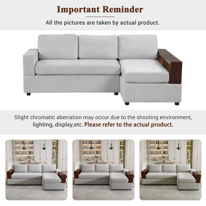 Serava Sectional Sofa Upholstered Sofa Couch with Reversible Armrests for Living Room