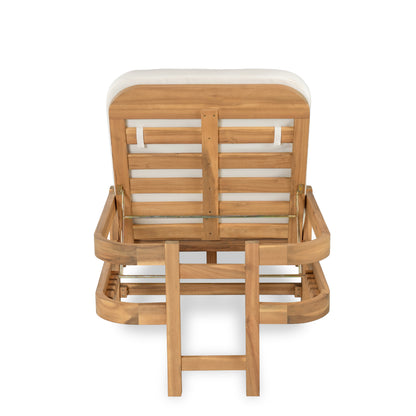 Calora Acacia Outdoor Modern Wood Chaise Lounge Chairs for Patio or Poolside