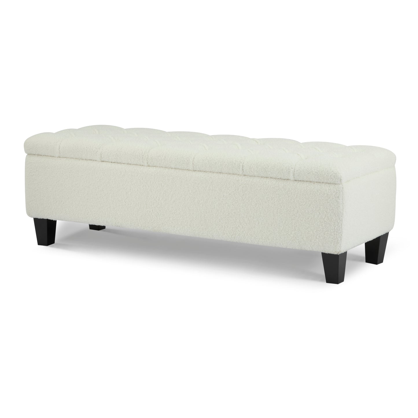 HaChe Ottoman Bench with Storage,Boucle Surface, Rubber Wood Legs, 300 lbs Capacity