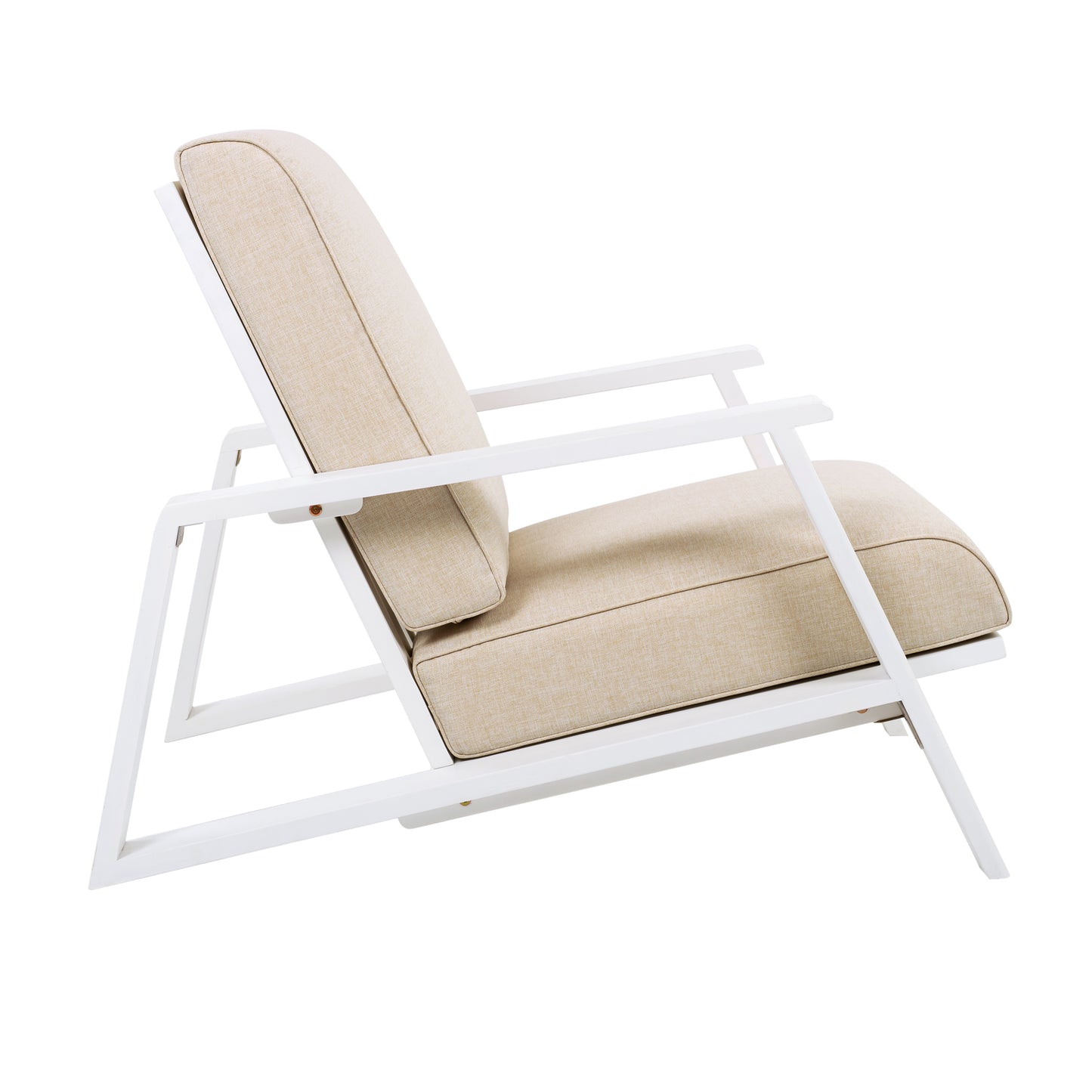 Youssef Patio Lounge Chair, Outdoor Club Chair with Beige Cushion