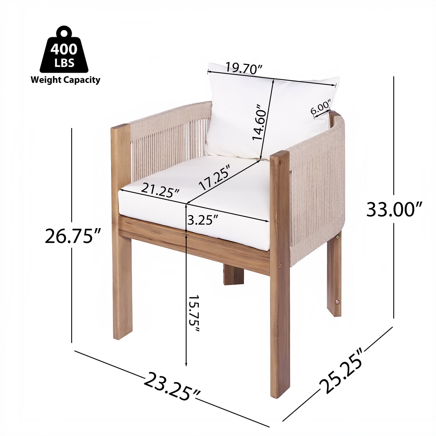 Matera Modern Wood Patio Dining Chair (Set of 2)
