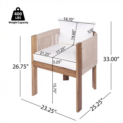 Matera Modern Wood Patio Dining Chair (Set of 2)