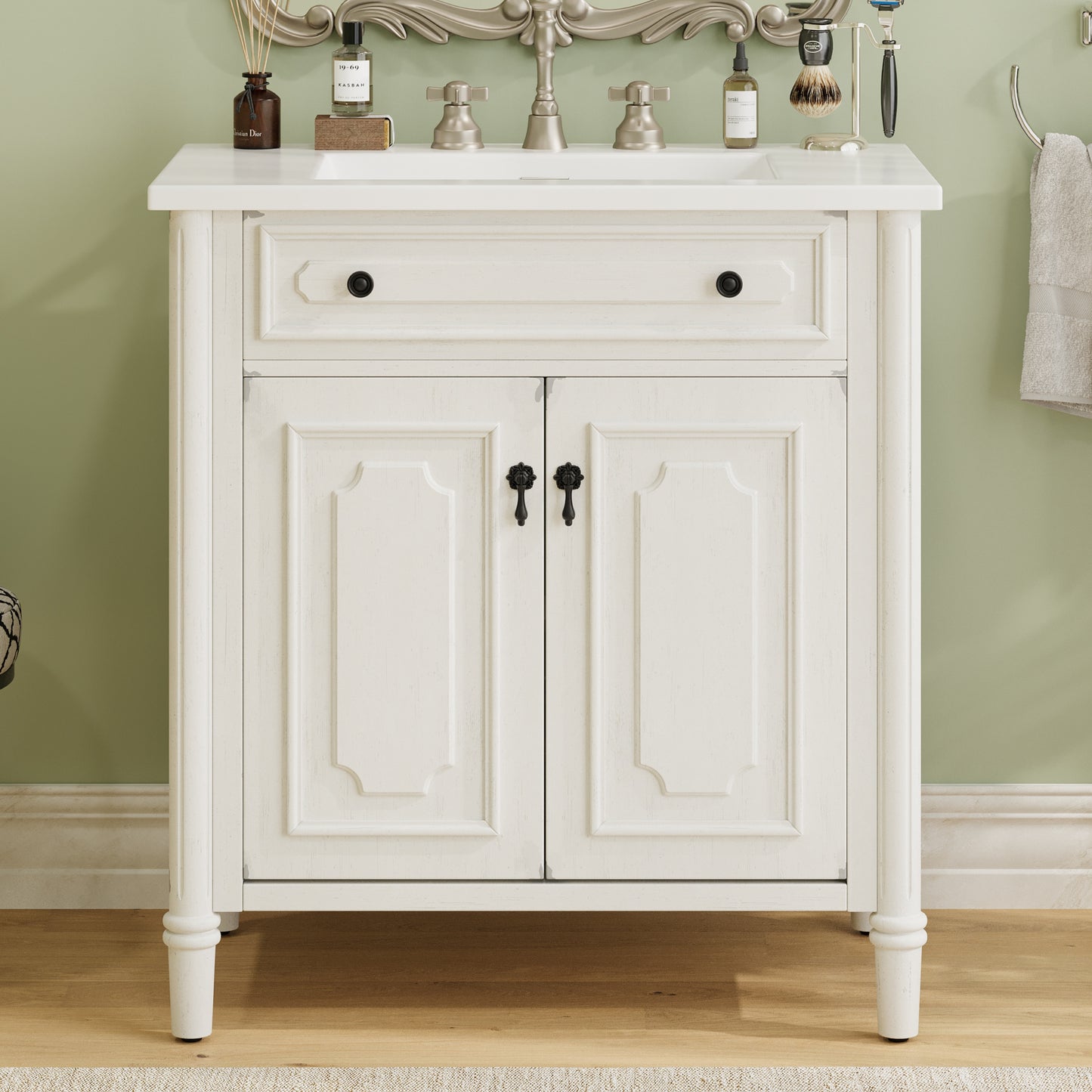 Kizzo 31" Vintage Bathroom Vanity with Sink, Rustic Bathroom Cabinet