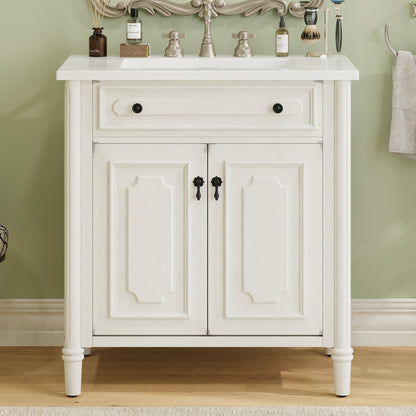 Kizzo 31" Vintage Bathroom Vanity with Sink, Rustic Bathroom Cabinet