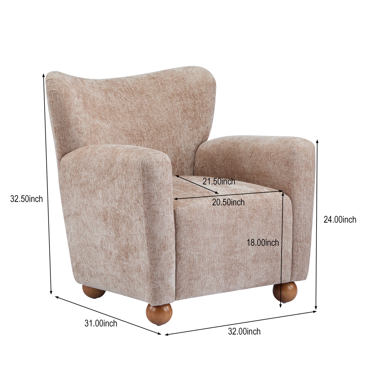 Isorylis Premium Fabric Cozy Wingback Solid Armchair