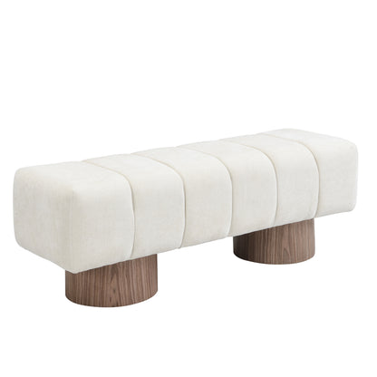 Sylithar Chenille Fabric Upholstered Dining Bench, End of Bed Entryway Bench Ottoman