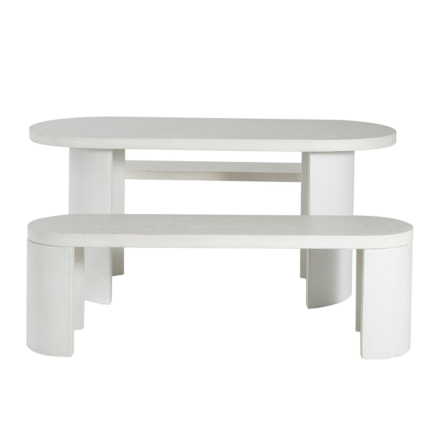 Clementine Terrazzo Dining Set — 3-Piece Outdoor Table with 2 Bench