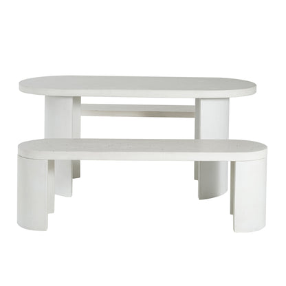 Clementine Terrazzo Dining Set — 3-Piece Outdoor Table with 2 Bench