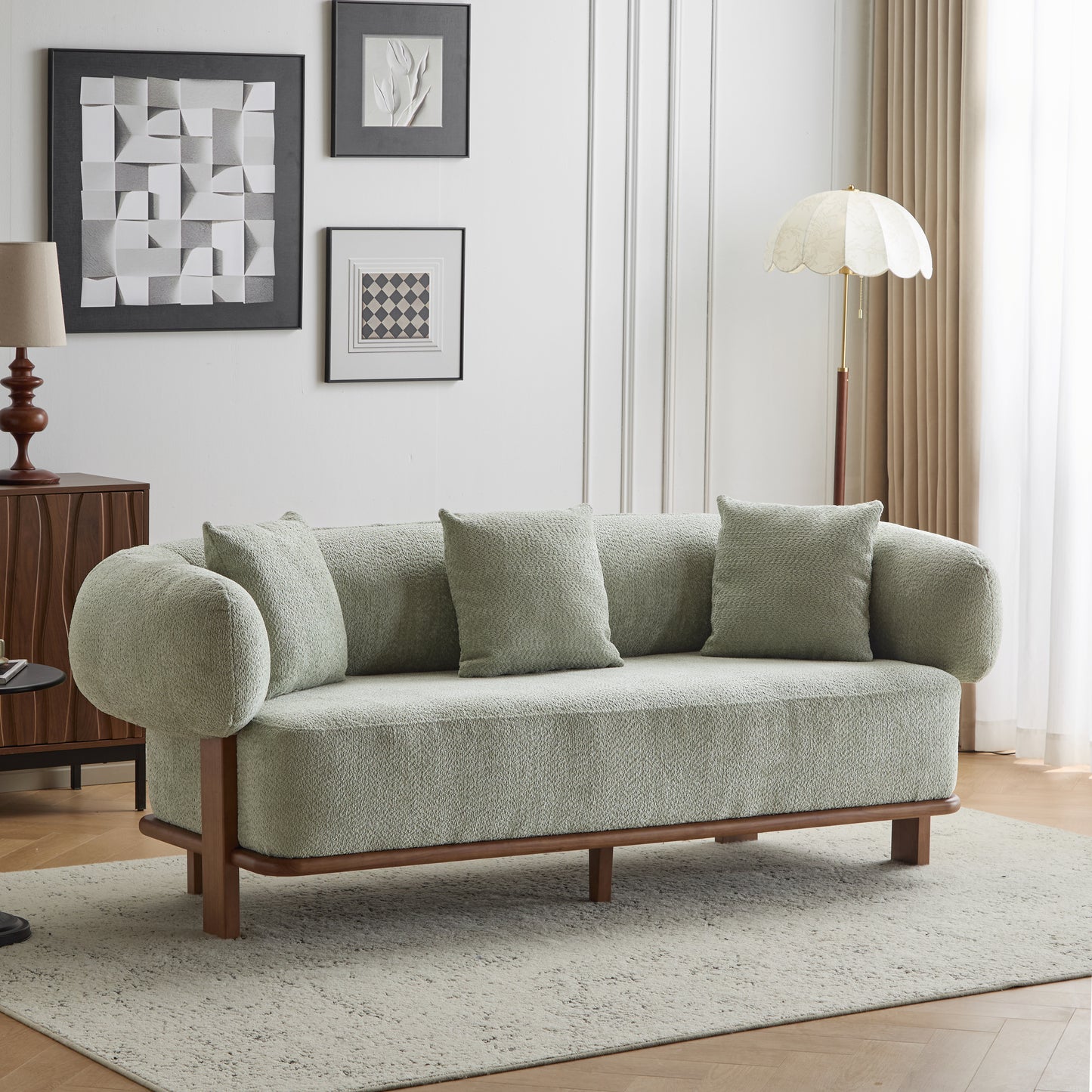 Warder Modern Round Arm Curved Soft Sofa