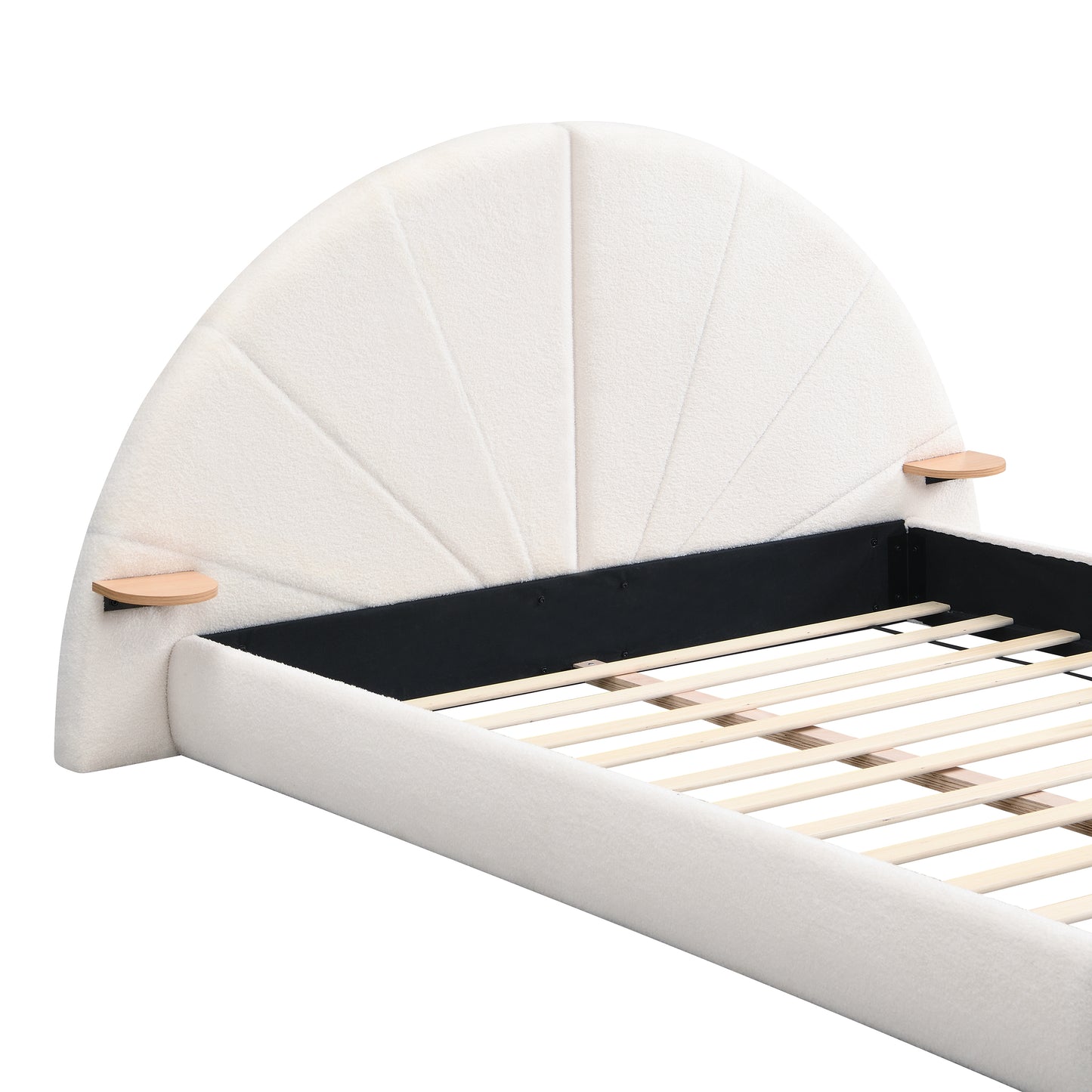Nylorith Modern Nordic Design Unique Arched Boucle Bed with Small Table,Queen