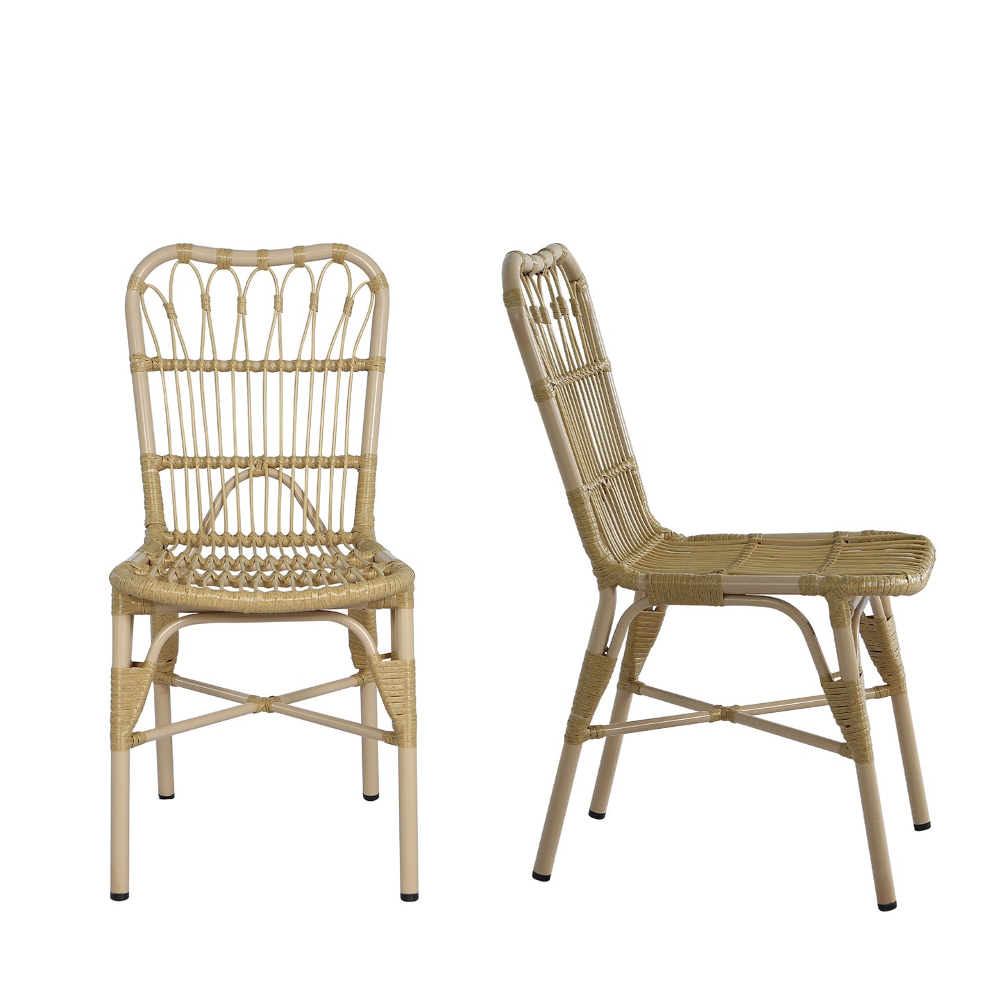 Grozer Outdoor PE Wicker Patio Dining Chairs,Set of 2