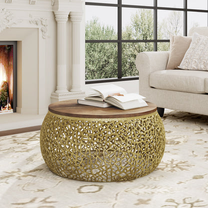 Barthale Aluminium coffee table with Mango wooden top