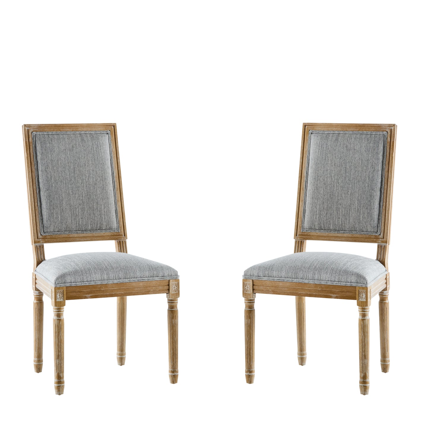 HaChiMi French Country Dining Chairs - Elegant Cane Backrest & Upholstered Seats,Set of 2