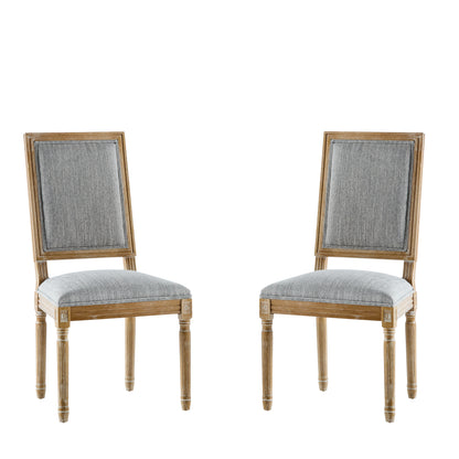 HaChiMi French Country Dining Chairs - Elegant Cane Backrest & Upholstered Seats,Set of 2