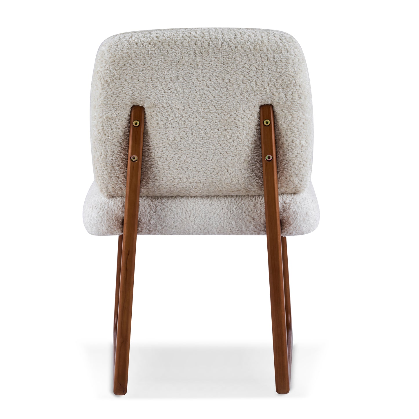 Elowen Dining Chair Set of 2, Plush Boucle Fabric Upholstered Chairs with Curved Wooden Legs, Beige & Brown, 300lbs Capacity