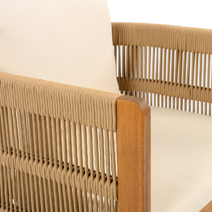 Sylvia Outdoor Dining Set with Acacia Wood Table and 4 Chairs,Waterproof Cushions