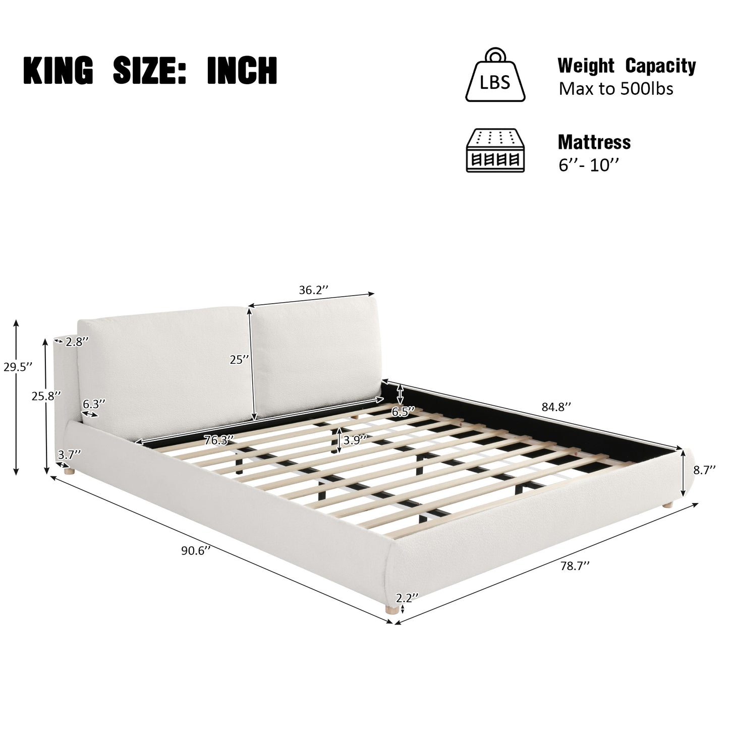 Maeve Upholstered Platform Bed with Two Removable Pillow Headboard