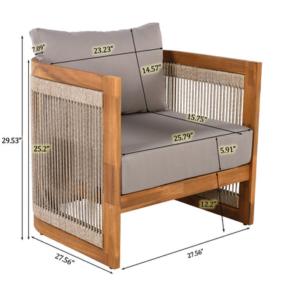 Zumawanel Premium Acacia Wood Outdoor Club Chair with  Water-Resistant Cushions
