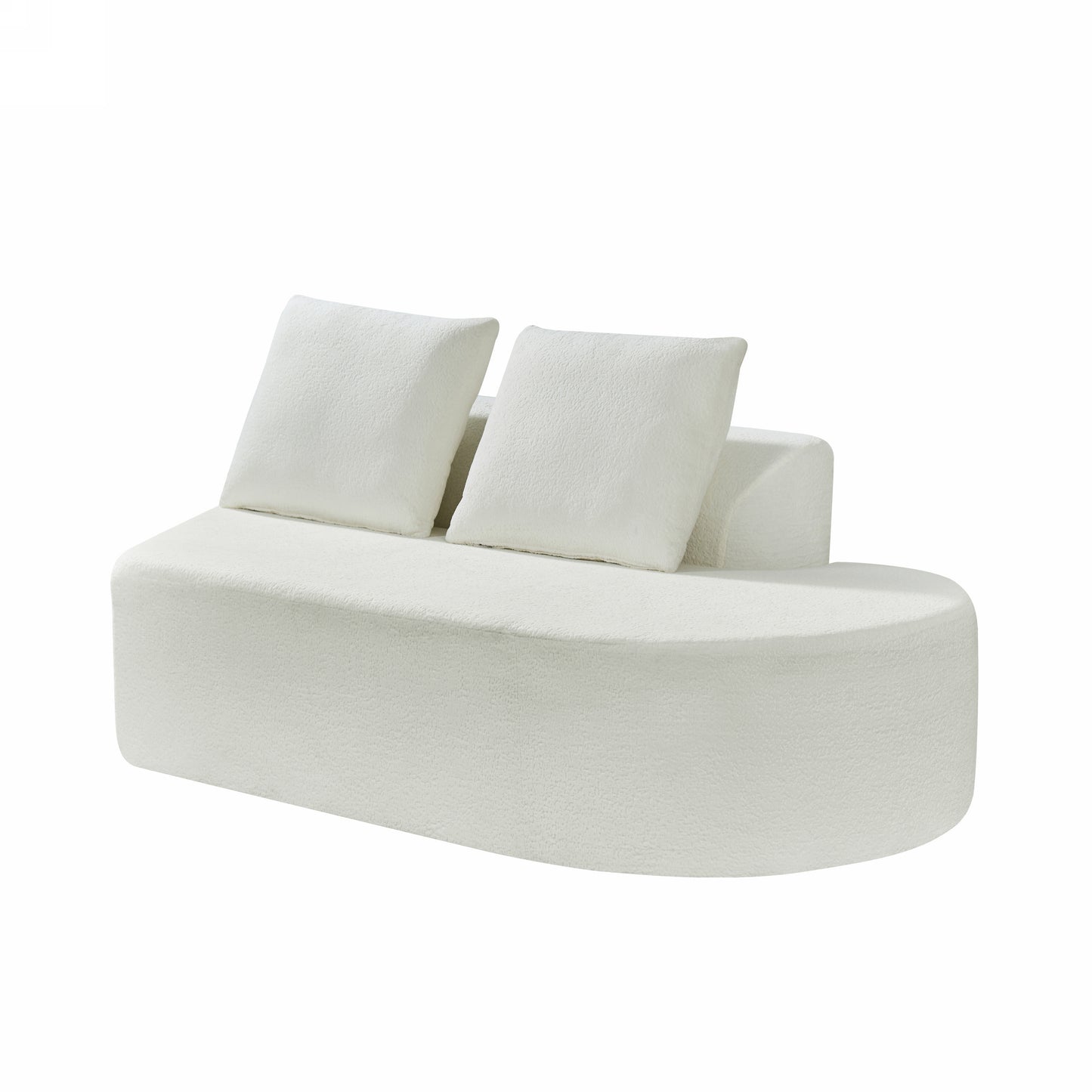 Orellar 116" Modern Curved Sectional Sofa with High-Density Fully Compressed Sponge and Chaise Lounge, Pearl Upholstery