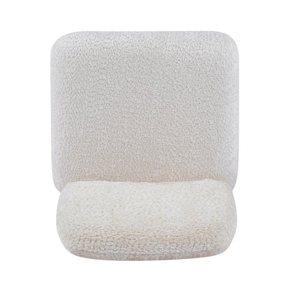 Elowen Dining Chair Set of 2, Plush Boucle Fabric Upholstered Chairs with Curved Wooden Legs, Beige & Brown, 300lbs Capacity