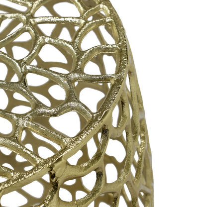 Saga Aluminum Drum hollow End Table with Intricate Design