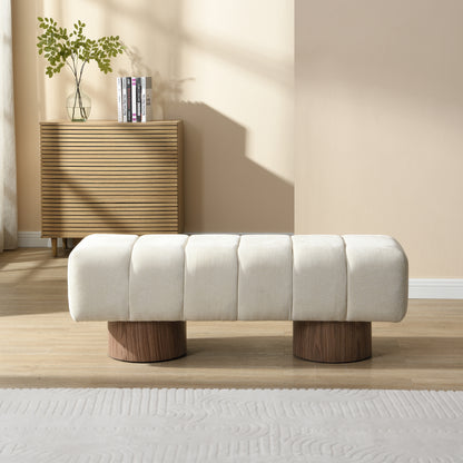 Sylithar Chenille Fabric Upholstered Dining Bench, End of Bed Entryway Bench Ottoman