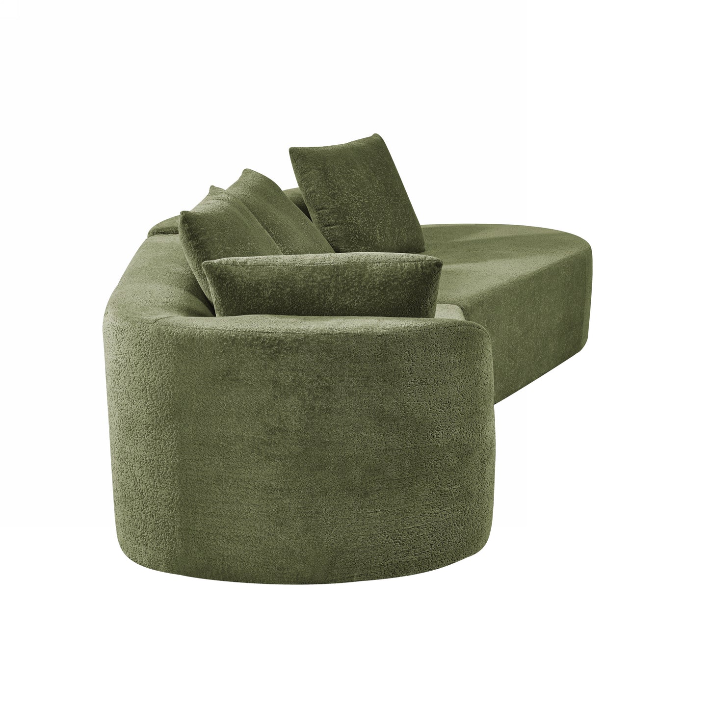 Orellar 116" Modern Curved Sectional Sofa with High-Density Fully Compressed Sponge and Chaise Lounge, Pearl Upholstery