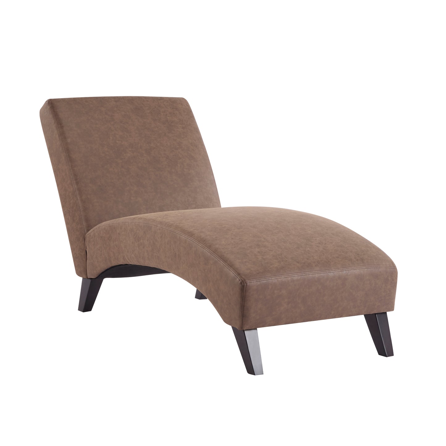 Finlal Modern PU Leather Chaise Lounge, Ergonomic Curved Indoor Lounger