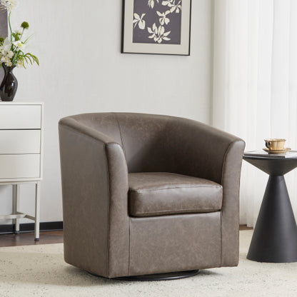 Jackson Orange Faux Leather Swivel Club Chair