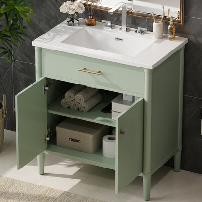MuKi 31" Bathroom Vanity with Sink, Bathroom Cabinet with Soft Close Doors and Adjustable Shelf