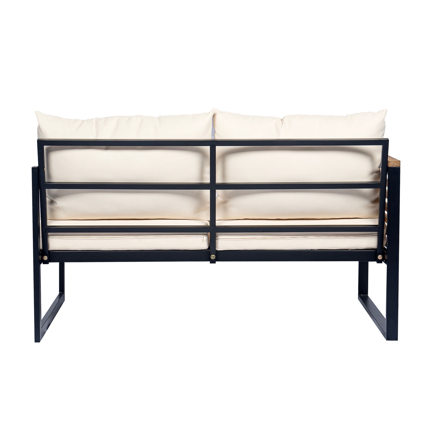 Ezra Outdoor 4-piece Acacia Wood and Metal Patio Sofa Corner Set