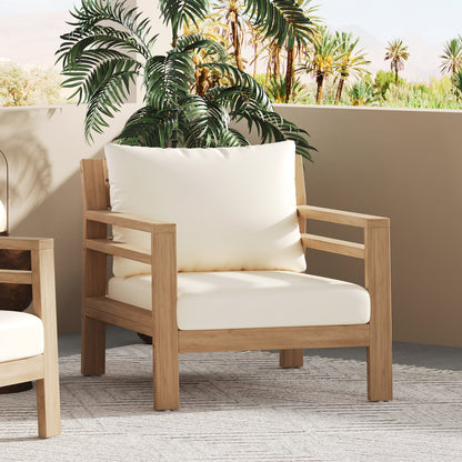 Crager Outdoor Acacia Wood Club Chair, Armchair with Cushions