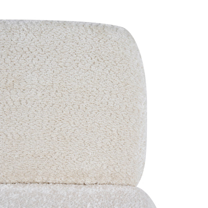 Elowen Dining Chair Set of 2, Plush Boucle Fabric Upholstered Chairs with Curved Wooden Legs, Beige & Brown, 300lbs Capacity