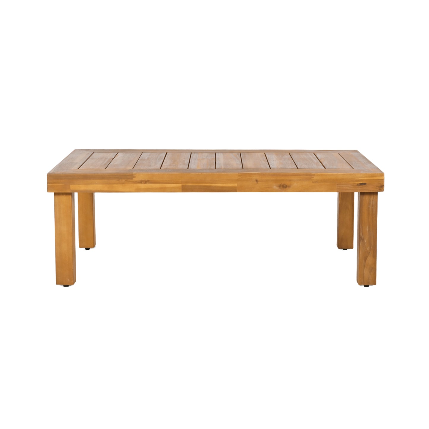 Fawne 4-Pieces Acacia Wood Patio Furniture Set, Outdoor Sectional Sofa Set with Coffee Table, 5 Seats L Shape Sofa Set Deep Seating with Soft Cushion, for Garden, Backyard Porch Balcony, Teak & Cream