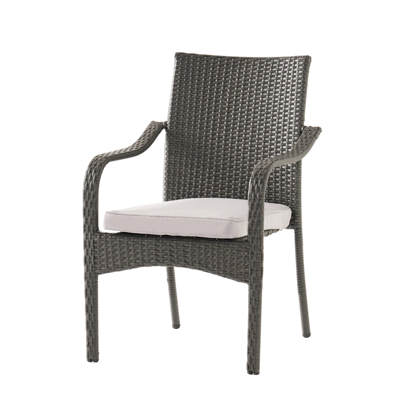 Perseer Outdoor PE Rattan Stacking Chair with Iron Frame and Cushions,Set of 4